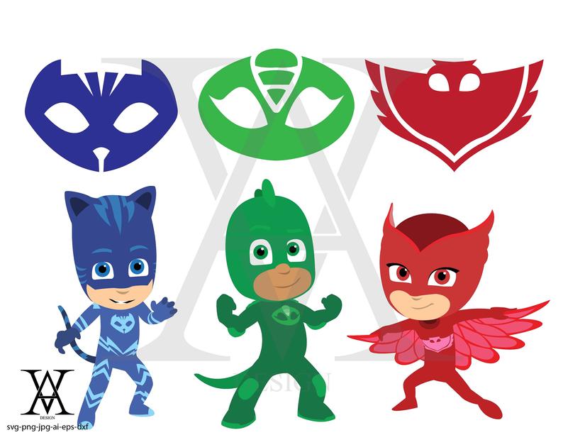 794x613 Pj Mask Clipart Vector Instant Download Etsy