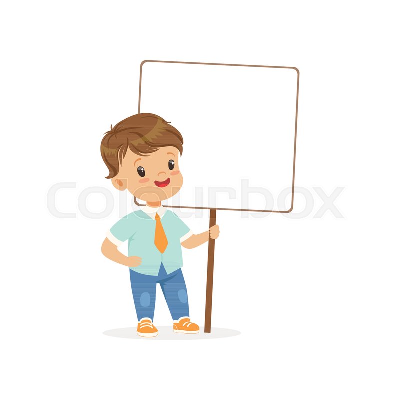 800x800 Cute Boy Standing With Blank Stock Vector Colourbox