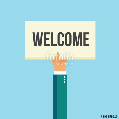 500x500 Hand Holding Placard With Text Welcome Vector Stock Stock Image