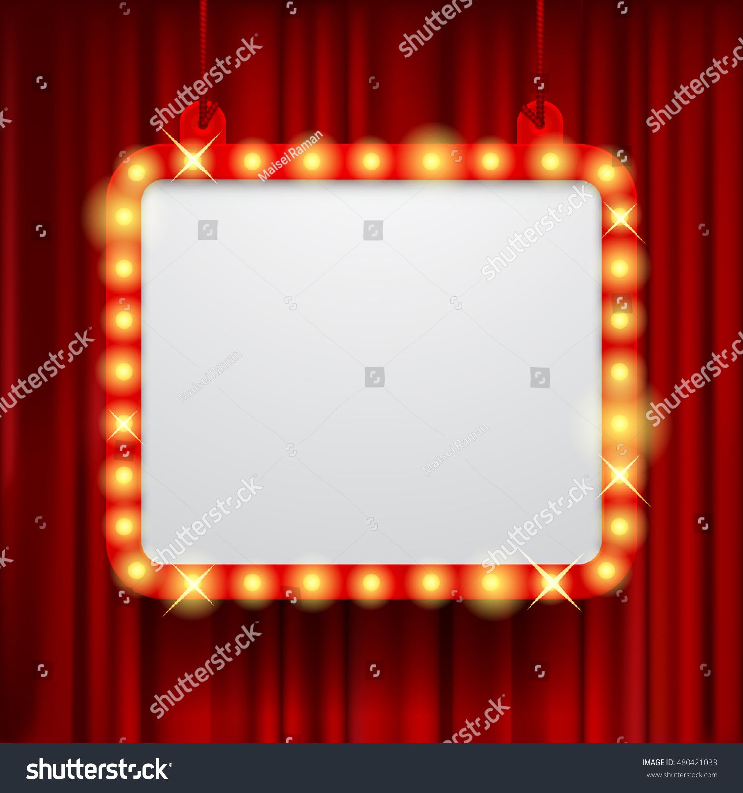 1500x1600 Shining Party Banner On Red Curtain Background Suspended Glowing