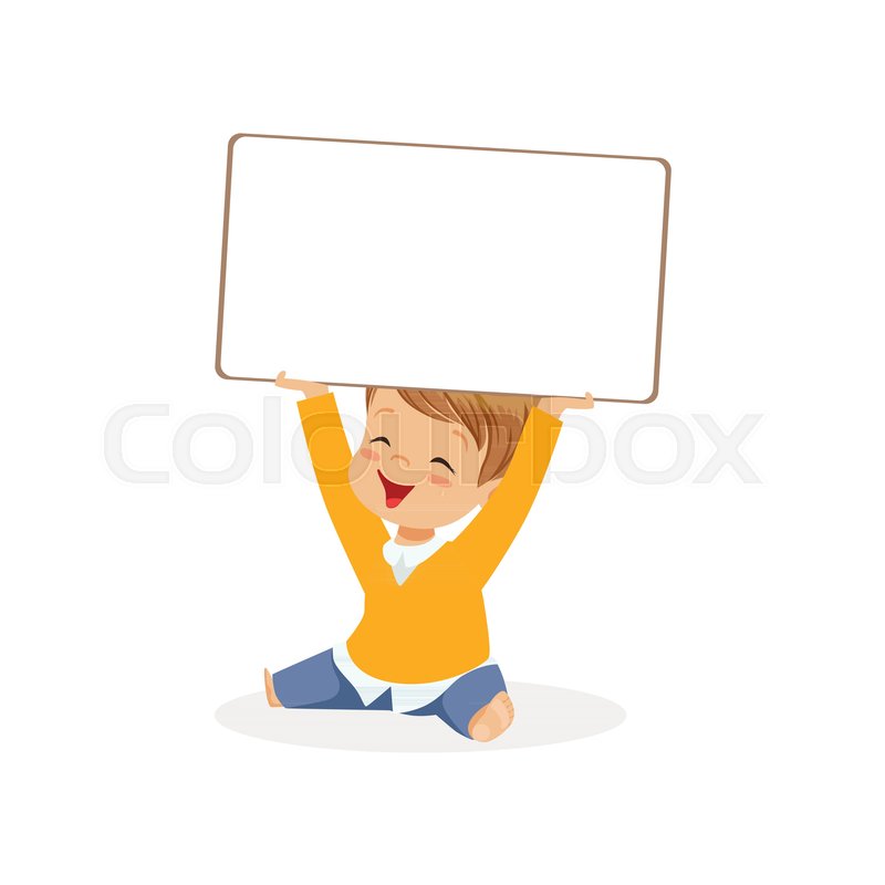 800x800 Sweet Boy Character Holding White Stock Vector Colourbox
