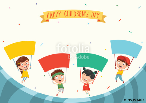 500x354 Vector Illustration Of Kids Holding Placard Stock Image