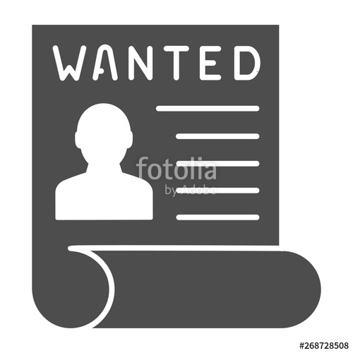500x500 Wanted Bandit Solid Icon Wanted Placard Vector Illustration