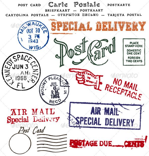 590x619 Graphicriver Vintage Vector Postmarks Paper Mail Art