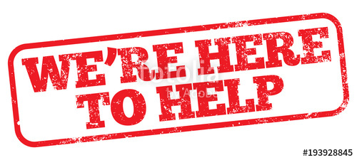 500x225 We're Here To Help Vector Rubber St Stock Image And Royalty