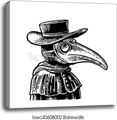 Plague Doctor With Bird Mask And Hat Vector Vintage Engraving 382x390 Plague Doctor With Bird Mask And Hat Vector Vintage Engraving