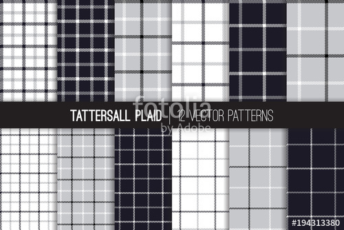 500x334 Gray, Black And White Tattersall Windowpane Plaid Vector
