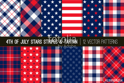 Patriotic Red, White, Blue Stars And Stripes And Tartan Plaid 500x334 Patriotic Red, White, Blue Stars And Stripes And Tartan Plaid