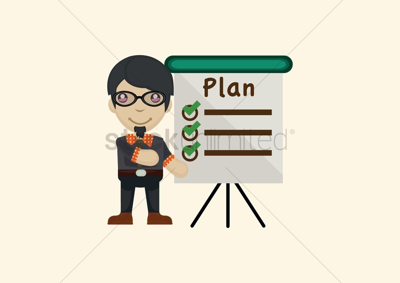 1300x919 Businessman Presenting Business Plan Vector Image
