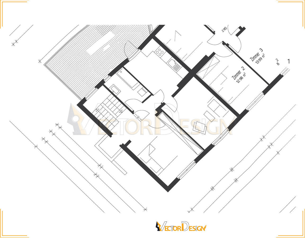 1288x1005 Professional Vector Floor Plan Drawing Service Provider Vector