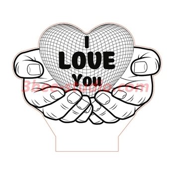 350x350 Big Love Heart In Hands Illusion Lamp Plan Vector For Cnc