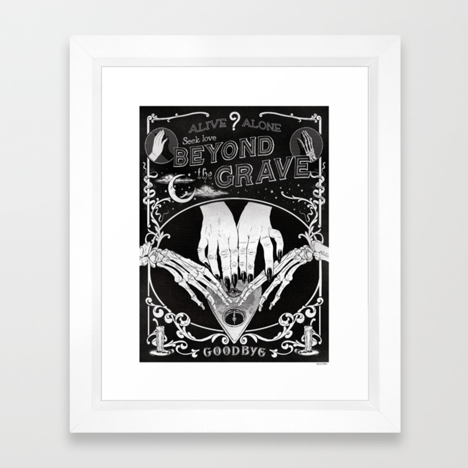 1500x1500 Ghastly Madison Oracle Ouija Planchette Framed Art Print