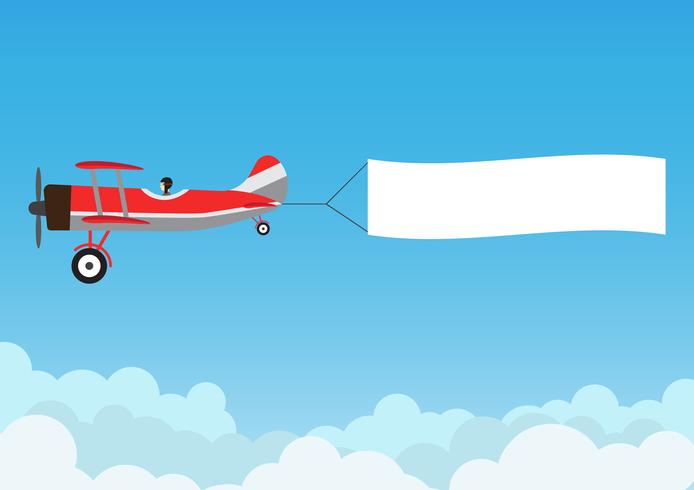 Retro Airplane Flying With Advertising Banner On Blue Sky 694x490 Retro Airplane Flying With Advertising Banner On Blue Sky