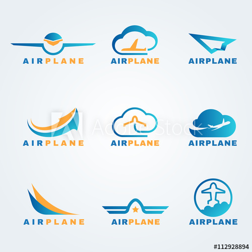 500x500 Rocket And Air Plane Logo Vector Set Design
