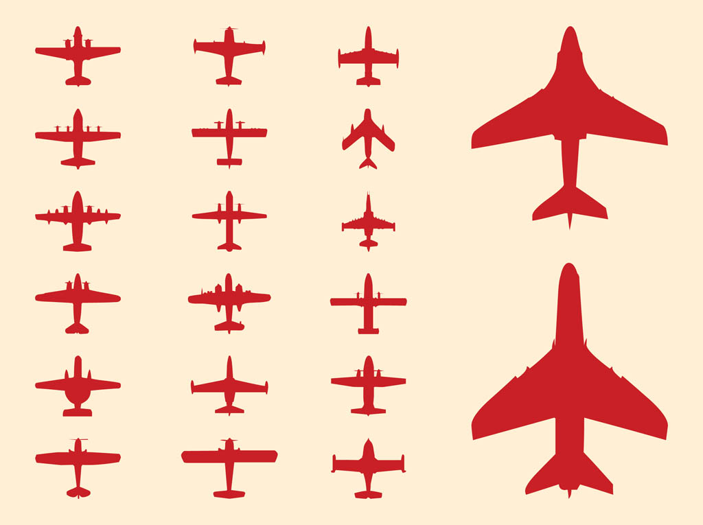 1024x765 Plane Silhouettes Set Vector Art Graphics