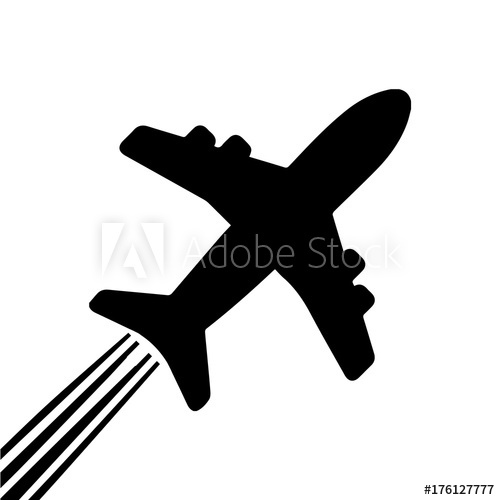 500x500 Vector Plane Silhouette, Solid Illustration, Isolated On White