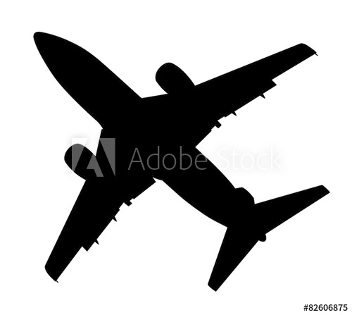500x447 Plane Silhouette On A White Background, Vector Illustration