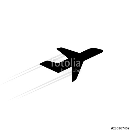 500x500 Plane Silhouette On A White Background, Vector Illustration Stock