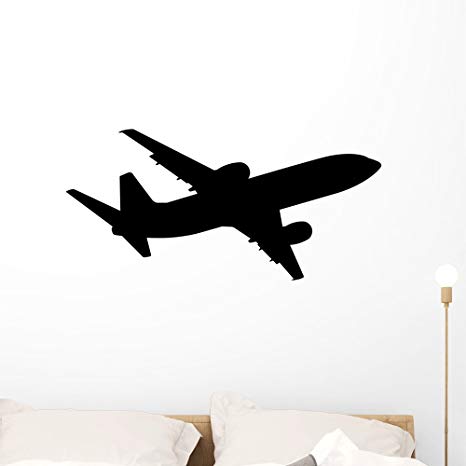 466x466 Wallmonkeys Plane Silhouette White Vector Wall Decal