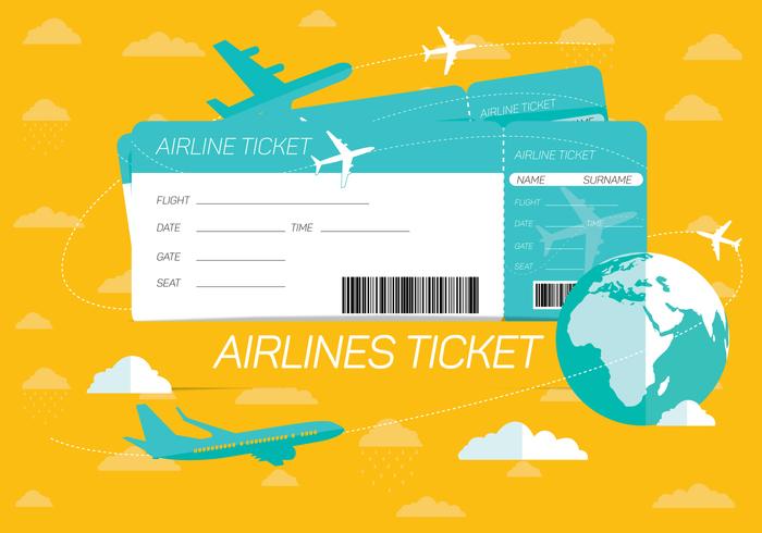 Airlines Ticket Vector Background 700x490 Airlines Ticket Vector Background