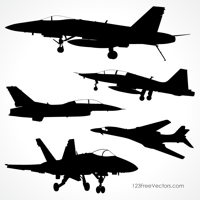 800x800 Fighter Plane Silhouettes Vector