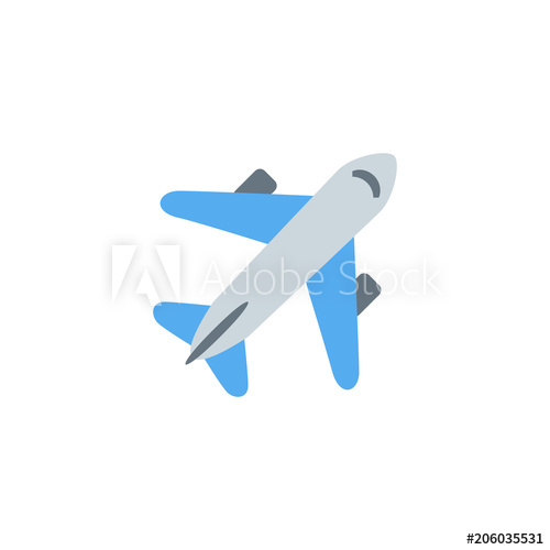 500x500 Airplane, Passenger Plane Vector Illustration Flat Icon Symbol