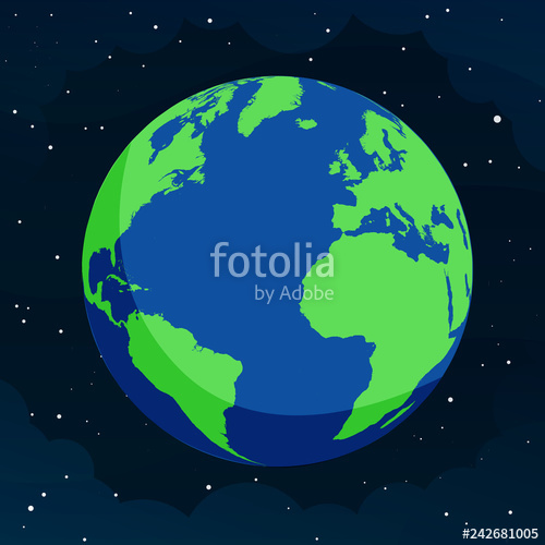 500x500 The Earth From Space In Flat Style Planet Earth Vector Stock