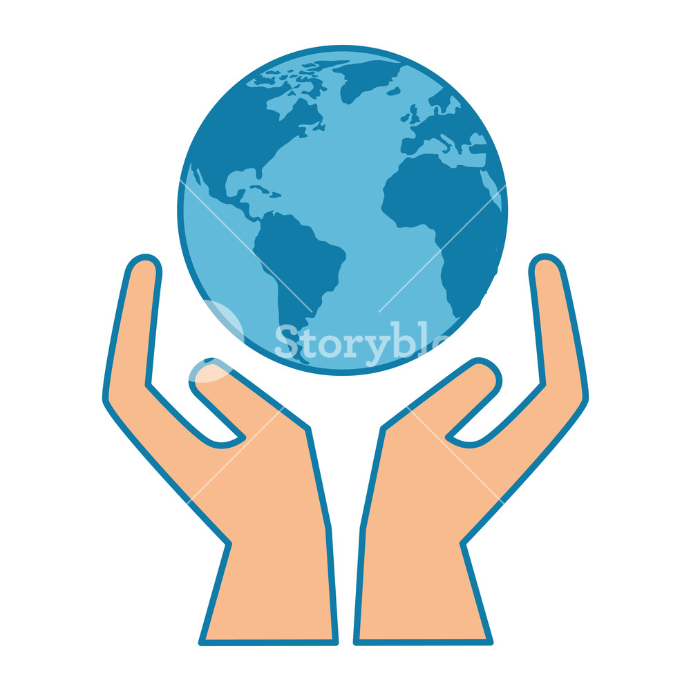 1000x1000 World Planet Earth With Hands Protection Vector Illustration