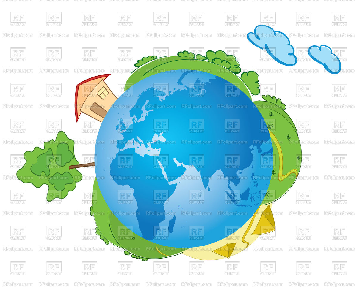 1200x987 Cartoon Blue Planet Earth With Nature Vector Image Of Icons