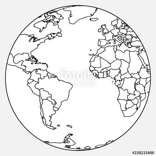 500x500 Globe America And Africa Earth Sketch Of The Planet Earth