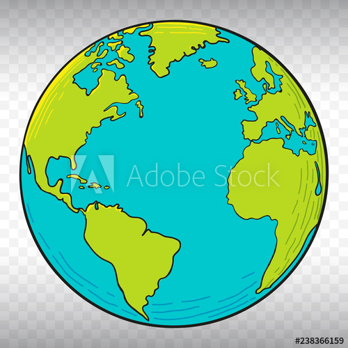 500x500 Hand Drawn Planet Earth Vector Illustration With Transparent