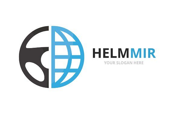 580x386 Vector Car Helm And Planet Logo Combination Steering Wheel