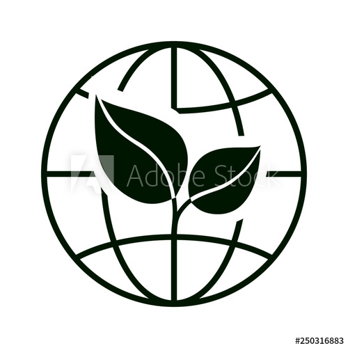 500x500 Globe With Green Leaves Icon Symbol Of Ecological, Sustainable