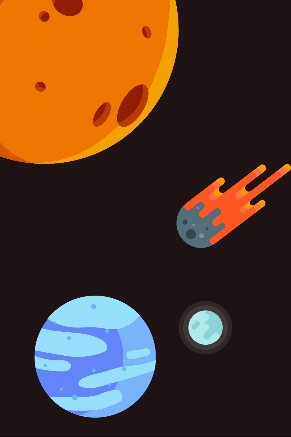 960x1440 Black Flat Universe Planet Vector Background Illustration, Black