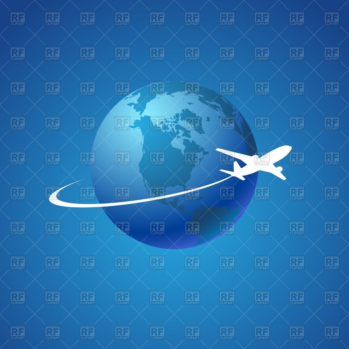 1200x1200 Silhouette Of Airplane Flying Around The Planet Vector Image