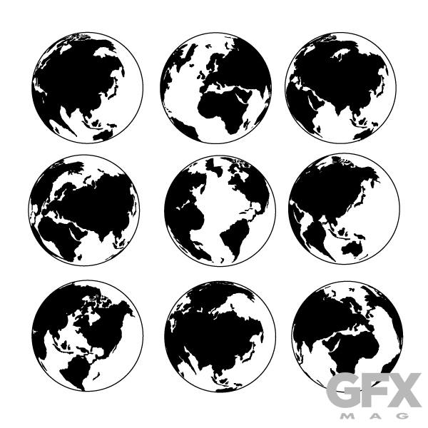 600x600 Vector World Map Globe Earth Planet Silhouette Clip Art Free
