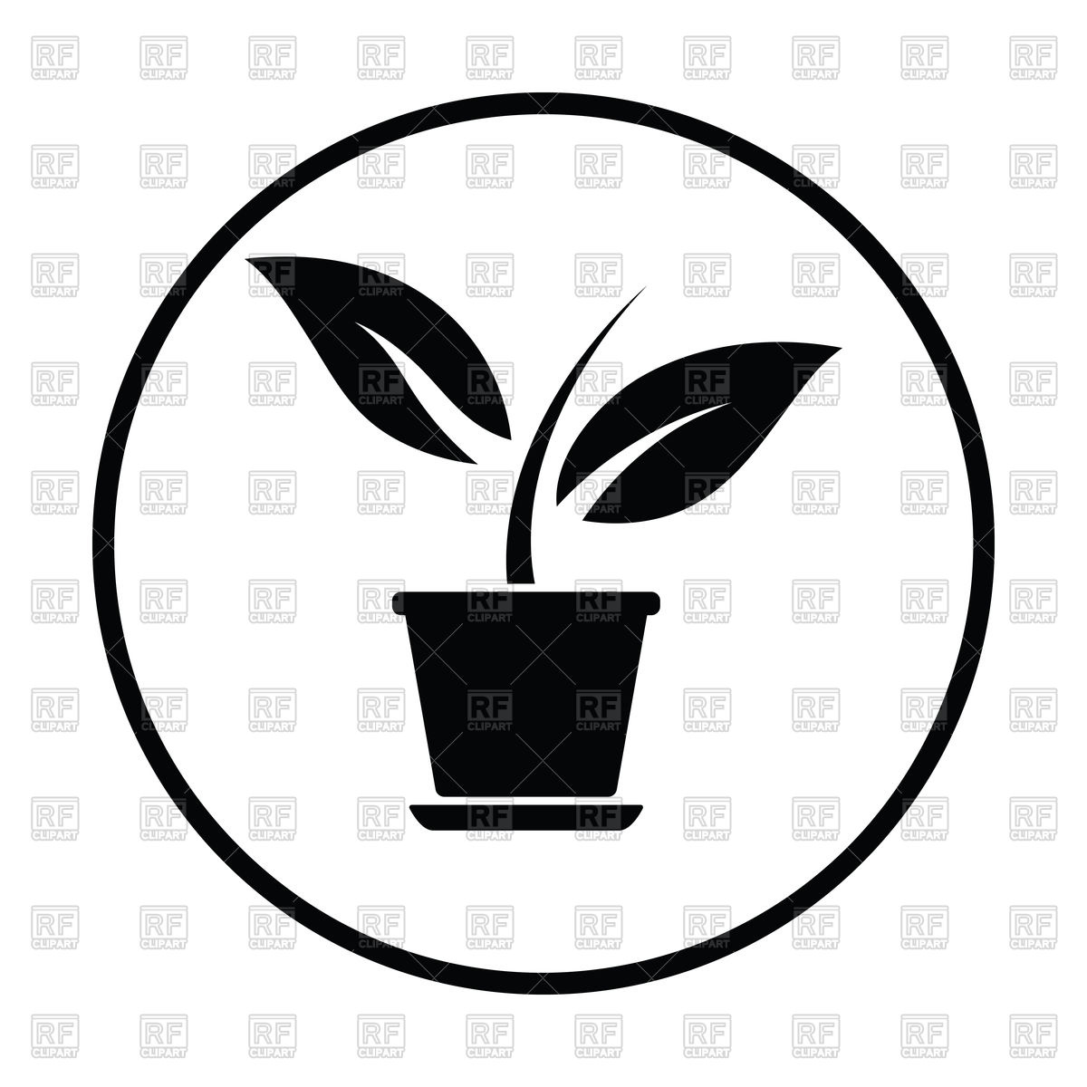 1200x1200 Thin Circle Design Of Plant In Flower Pot Icon Vector Image