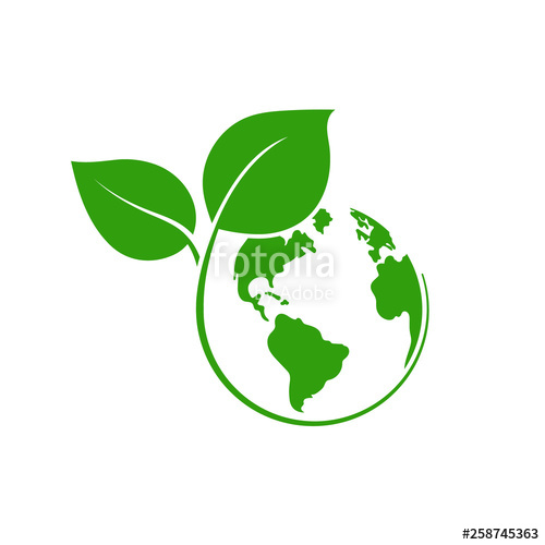 500x500 Planet Earth With Plant Logo Design Vector Isilated Stock