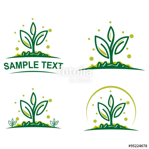 500x500 Plant Grow On Fertile Soil Logo Template Set Stock Image