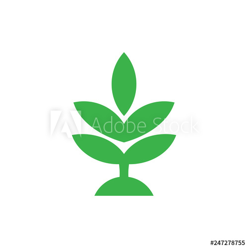 500x500 Simple Geometric Green Plant Logo Vector