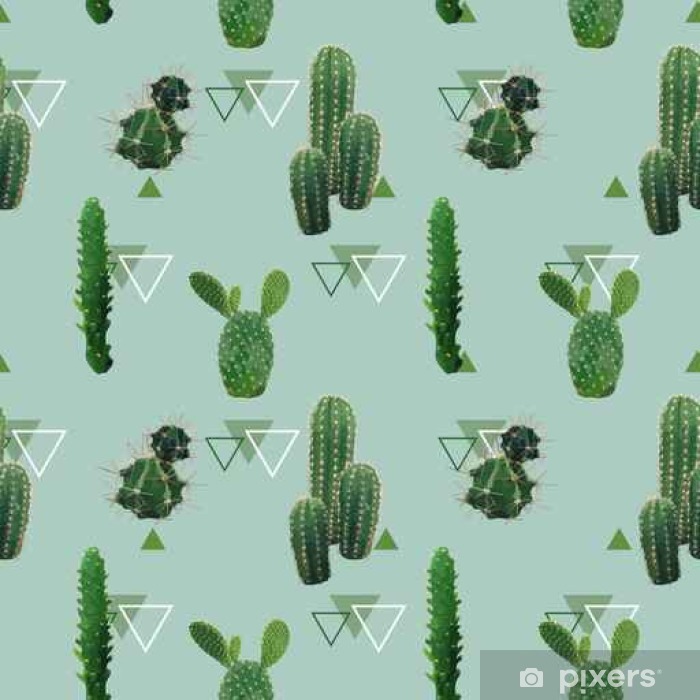 700x700 Geometric Cactus Plant Seamless Pattern Exotic Tropical Summer