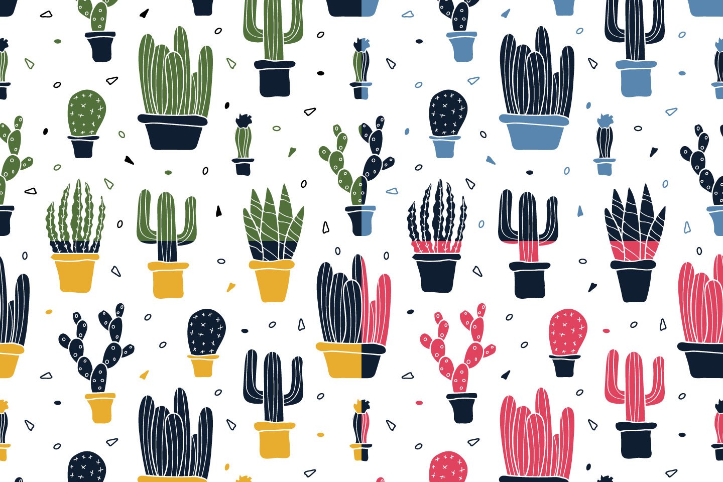 1440x960 Cactus Plants Vector Free Seamless Pattern