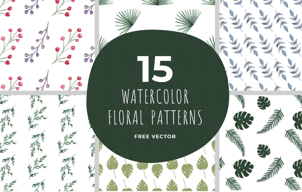 1024x650 Set Of Watercolor Floral Vector Pattern