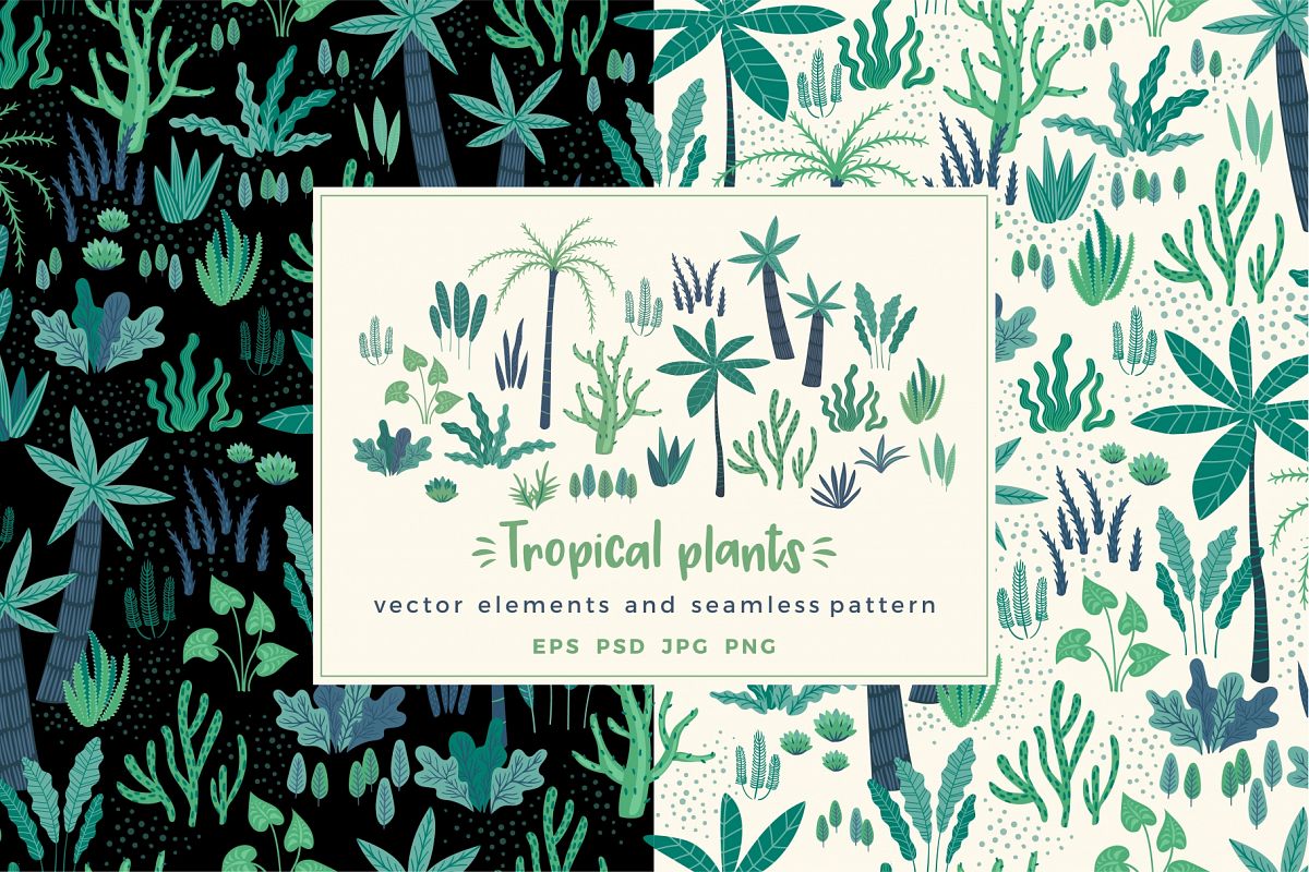 1200x800 Tropical Plants Elements Pattern