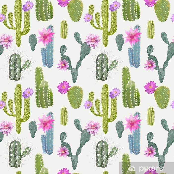 700x700 Vector Cactus Background Seamless Pattern Exotic Plant Tropic