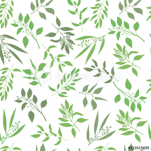 500x500 Vector Seamless Plant Background Endless Pattern With Green Twigs