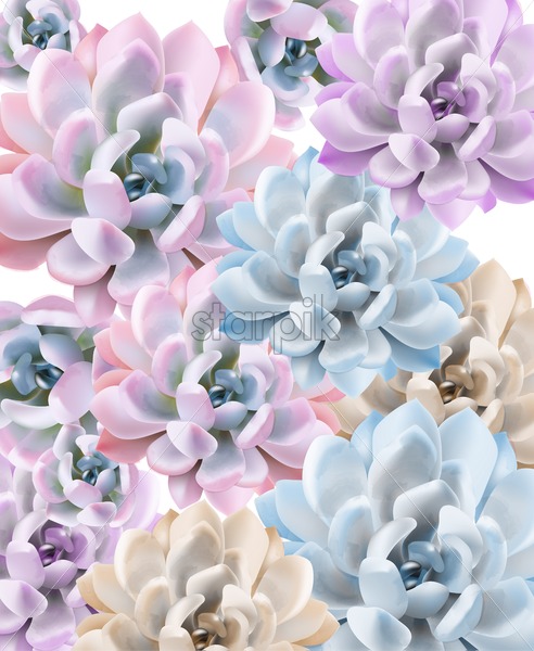 492x600 Watercolor Succulent Plant Pattern Vector Hand Painted Vintage