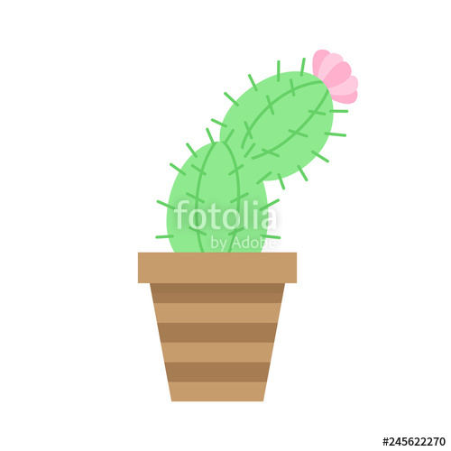 Cute Cactus In Brown Plant Pot With Pattern, Vector Illustration 500x500 Cute Cactus In Brown Plant Pot With Pattern, Vector Illustration