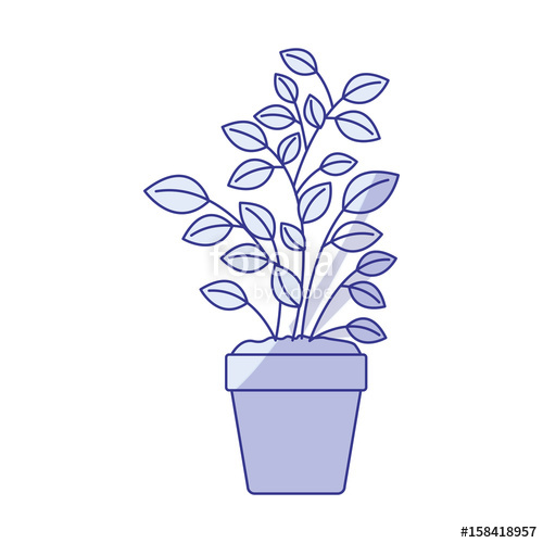 Blue Shading Silhouette Of Plant Pot Vector Illustration Stock 500x500 Blue Shading Silhouette Of Plant Pot Vector Illustration Stock