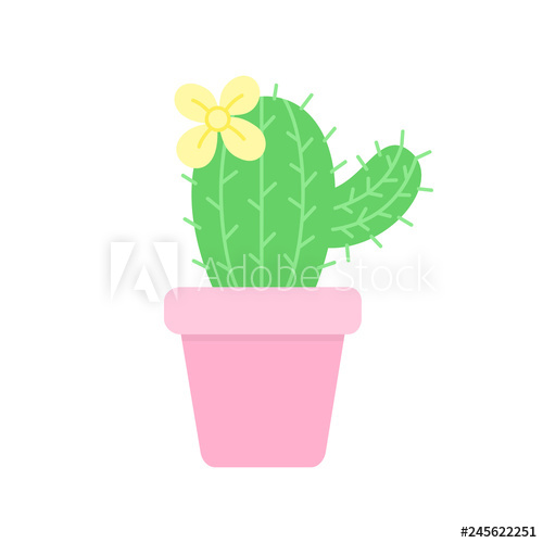 Cute Green Cactus In Pink Plant Pot, Vector Illustration Isolated 500x500 Cute Green Cactus In Pink Plant Pot, Vector Illustration Isolated